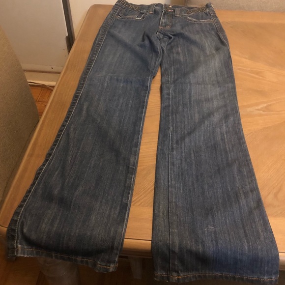 VIGOSS MAKE LOVE NOT WAR JEANS 28 $65 NEW - Picture 2 of 13
